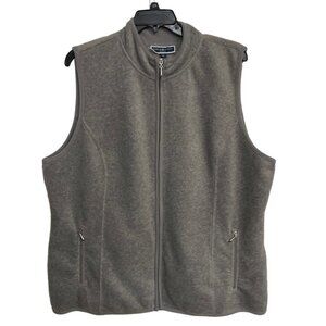 KARIN SCOTT SPORT Women's Fleece Vest Plus-Size‎ 2X Grey Zip Pockets Zip Front